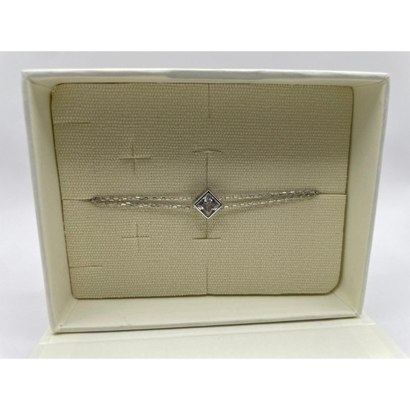Jewelry - Silver Tone Princess Cut Square Stone Double Chain Bracelet